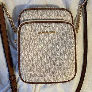 Michael Kors Tan and White Men's Messenger Bag